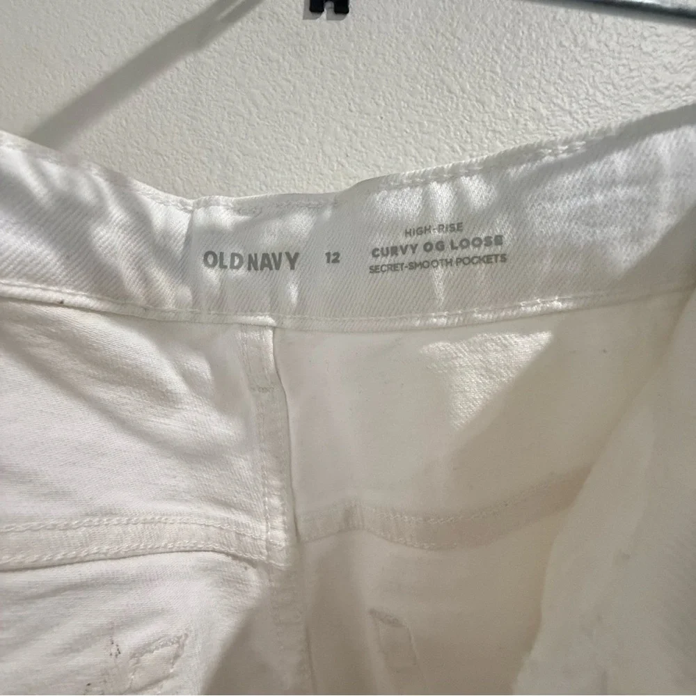 Old Navy Jeans‎ Womens Size 12 White OG Straight High Rise Denim Strech Pockets